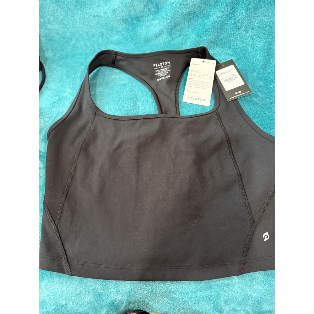 Peloton Cadent LT Square Neck Tank Black Racerback Crop Workout‎ Top WT01182